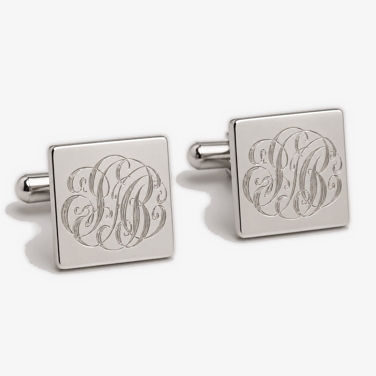 Engraved Square Sterling Silver Cufflinks