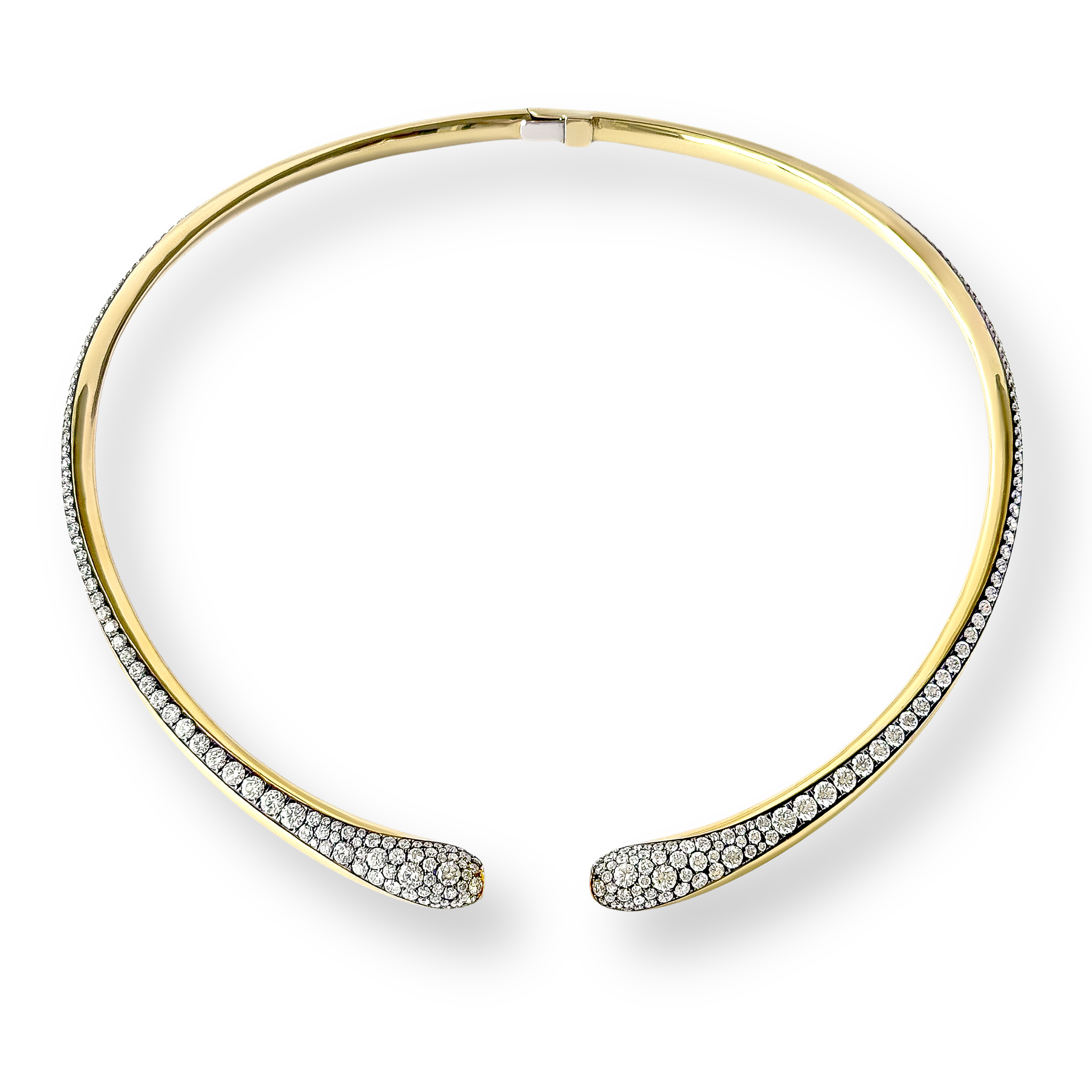 Open torque collar shown from above, with pavé diamonds along the ends