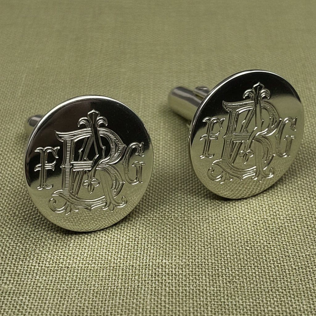 Sterling Silver Engraved Cufflinks by Chantel Shafie Jewellery