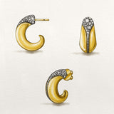 Hand-drawn colour design drawing of the Ravello hoop earrings